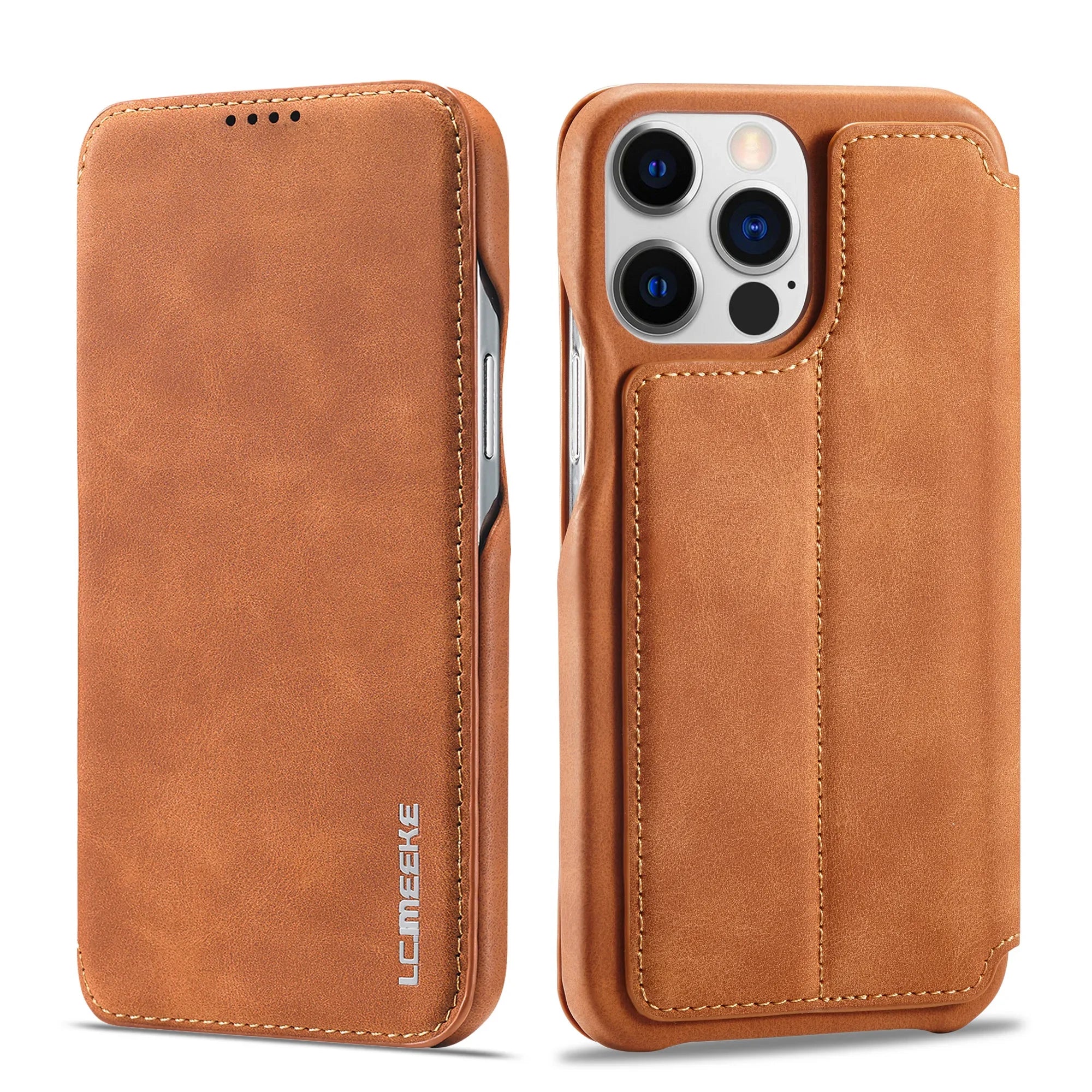 Leather Flip Wallet Phone Cover For iPhone 17 16 Pro Max Air 14 15 13 12 Mini 11 Pro XS Max XR 8 7 Plus SE Card Slots Book Bag