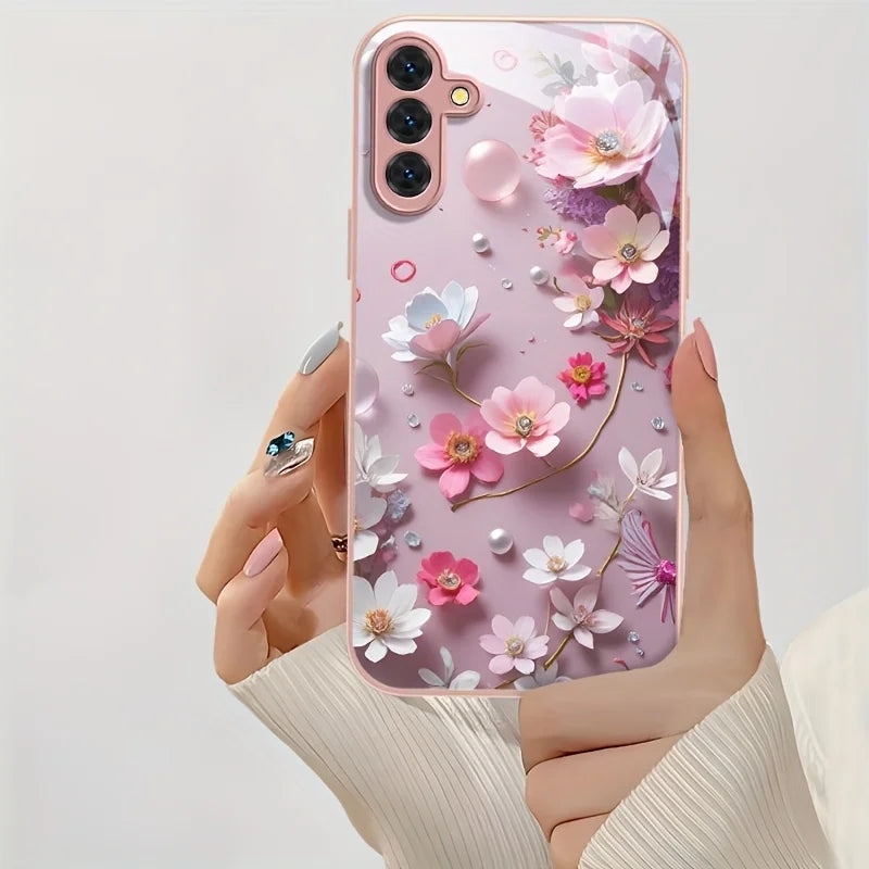 Tempered Glass Phone Case For Samsung S25 Ultra S26 S24 S23 S21 FE S22 Plus A56 5G A55 A54 A17 A36 A53 A52S A34 A16 Cases Cover