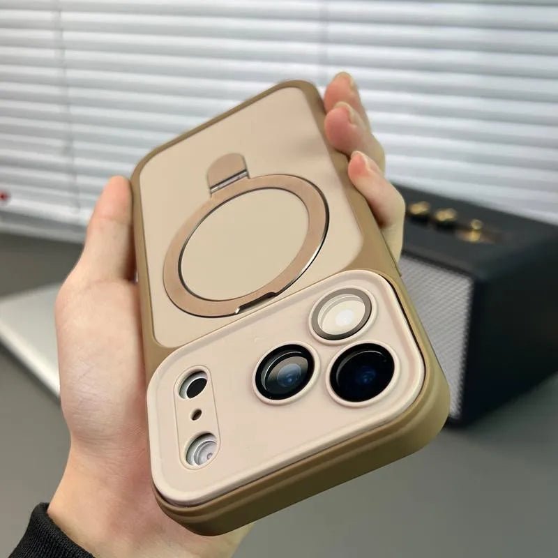 17pro Max Case Luxury Matte For Magsafe Bracket Case For iPhone 17 16 15 14 13 Pro Max Plus 12 11 17 Air Shockproof Holder Cover