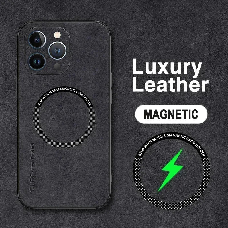 For Magsafe Luxury Leather Shockproof Phone Cases For iPhone 17 16 15 14 13 12 11 Pro Max Plus Magnetic Wireless Charging Cover