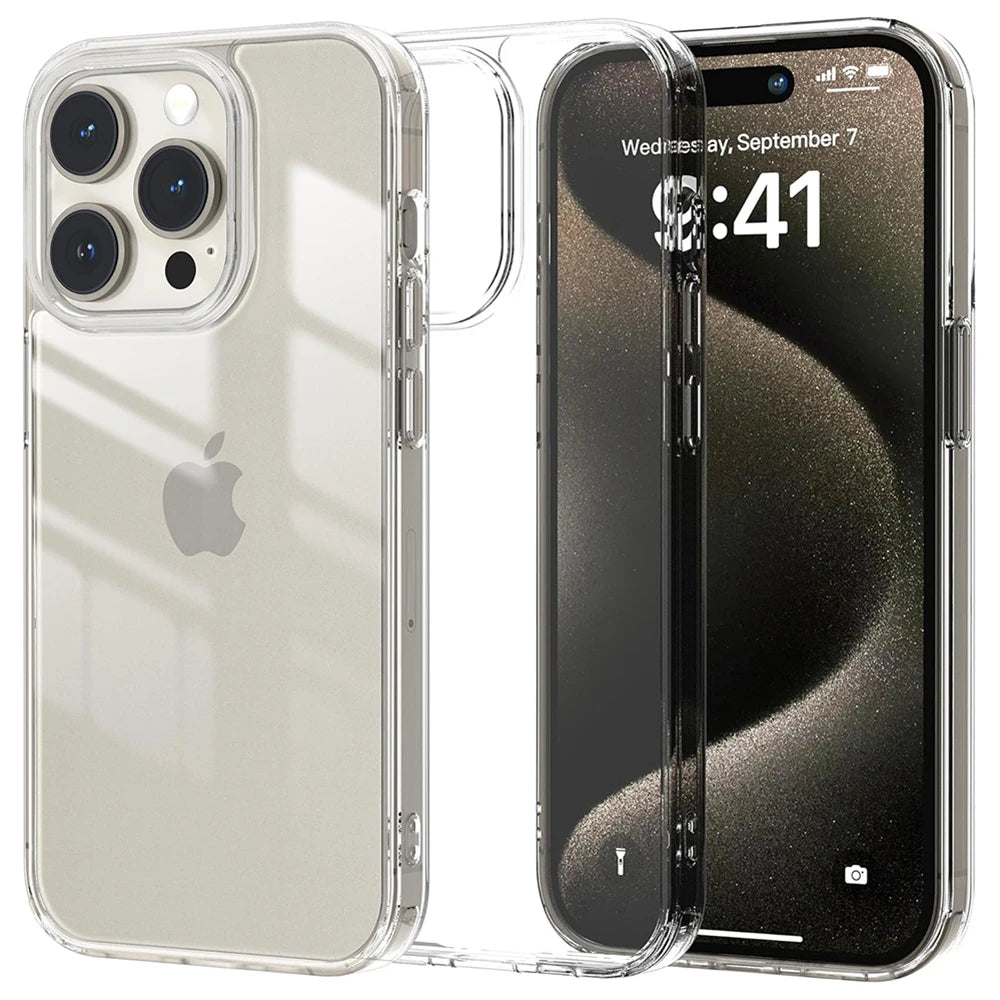 Hybrid Acrylic Airbag Shockproof Case For iPhone 16 15 14 13 12 11 Pro Max Plus Mini Clear Hard Back Cover Silicone Soft Shell