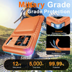 With Card Holder Sliding Camera Cover And Stand For iPhone 17 Pro/17 Pro Max Phone Case, Anti-Fall PC+TPU Wallet Case-Orange