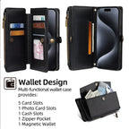 Zipper PU Leather Wallet Book Cover Phone Cases for iPhone 16 16E 17 Air Pro Plus Max Flip Cover Multifunksionele berging Bags