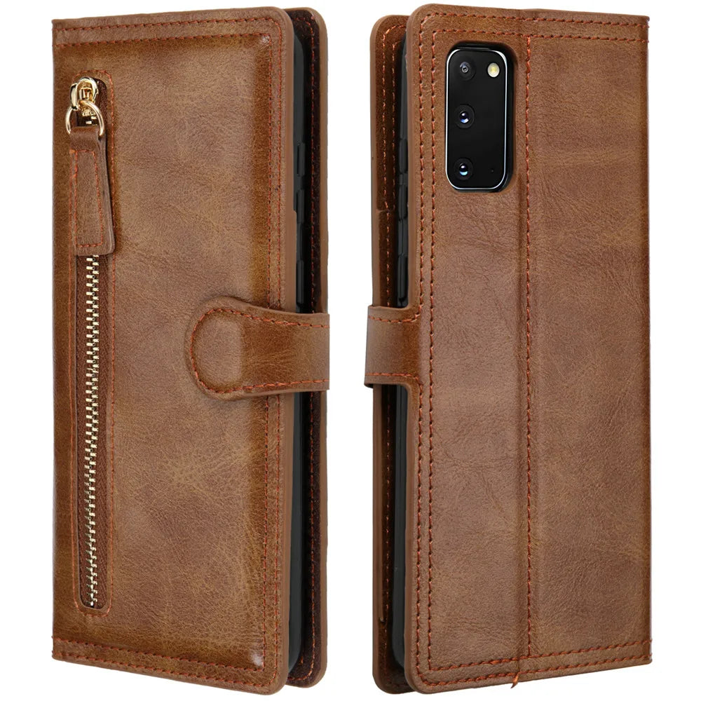 For Samsung Galaxy S20 Fe Fan Edition Note 20 Ultra Luxury Leather Zipper Flip Wallet Case S20FE S20 FE S21 S22 S23 Ultra Cover