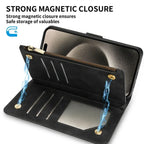 Wallet Multi-card Zipper Kickstand Magnetic Flip Leather Case For iPhone 16 Pro Max 15 Plus 14 13 Mini 12 11 SE 2 X XS XR 8 7 6s