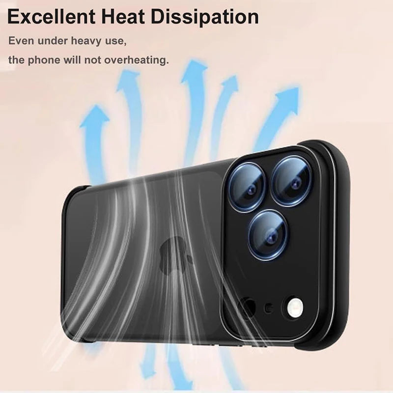 Case for iPhone 17 Pro Max Air Minimalist Frameless Corner Protection Pad Camera Lens Protector No Back Soft Silicone TPU Case