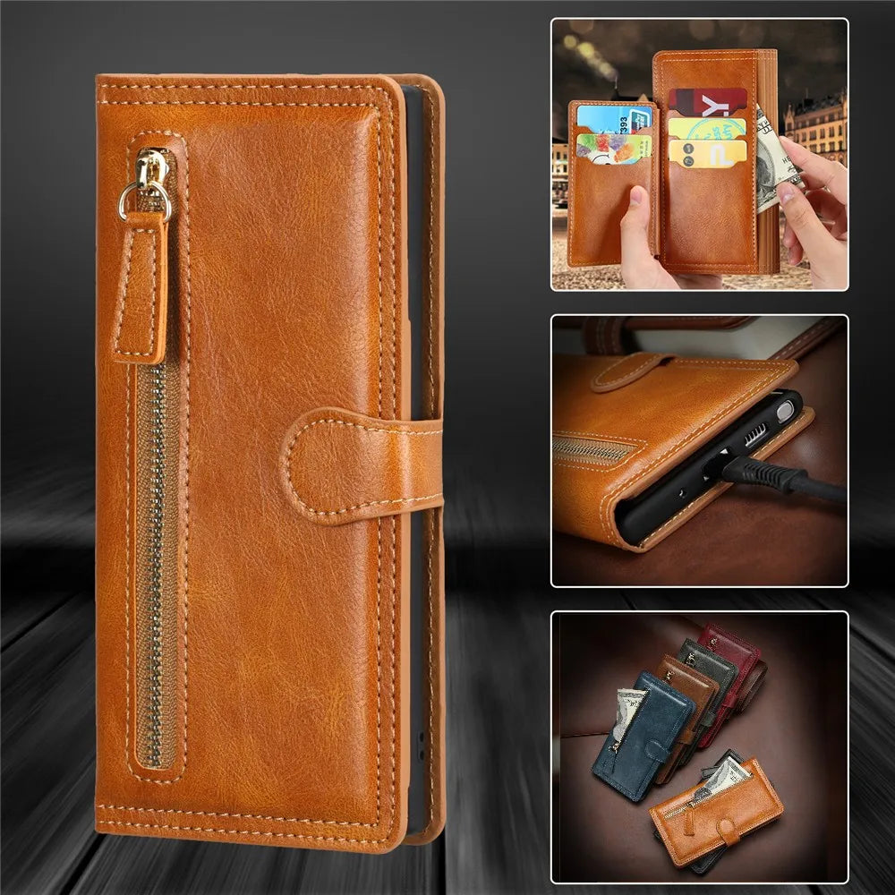 For Samsung Galaxy S20 Fe Fan Edition Note 20 Ultra Luxury Leather Zipper Flip Wallet Case S20FE S20 FE S21 S22 S23 Ultra Cover