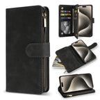 Wallet Multi-card Zipper Kickstand Magnetic Flip Leather Case For iPhone 16 Pro Max 15 Plus 14 13 Mini 12 11 SE 2 X XS XR 8 7 6s
