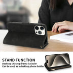 Wallet Multi-card Zipper Kickstand Magnetic Flip Leather Case For iPhone 16 Pro Max 15 Plus 14 13 Mini 12 11 SE 2 X XS XR 8 7 6s
