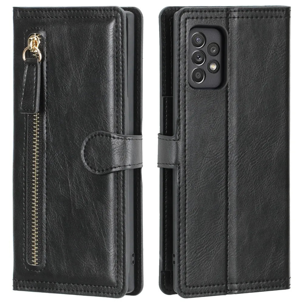 For Samsung Galaxy A53 A52 A72 A51 A71 A32 A21S A12 A52S Card Luxury Leather Zipper Flip Wallet Case For Samsung A53 5G Cover