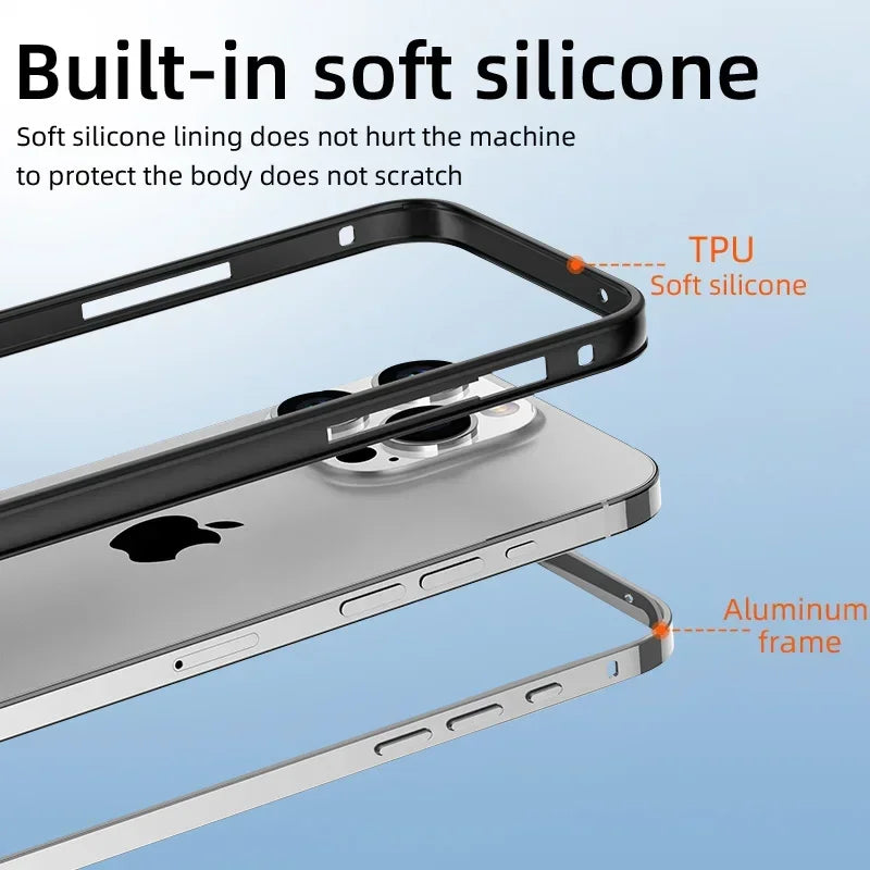 Hybrid Silicone Frame Aluminum Metal Phone Cases For iPhone 17 16 15 Pro Max 14 13 12 Better Heat Bumper