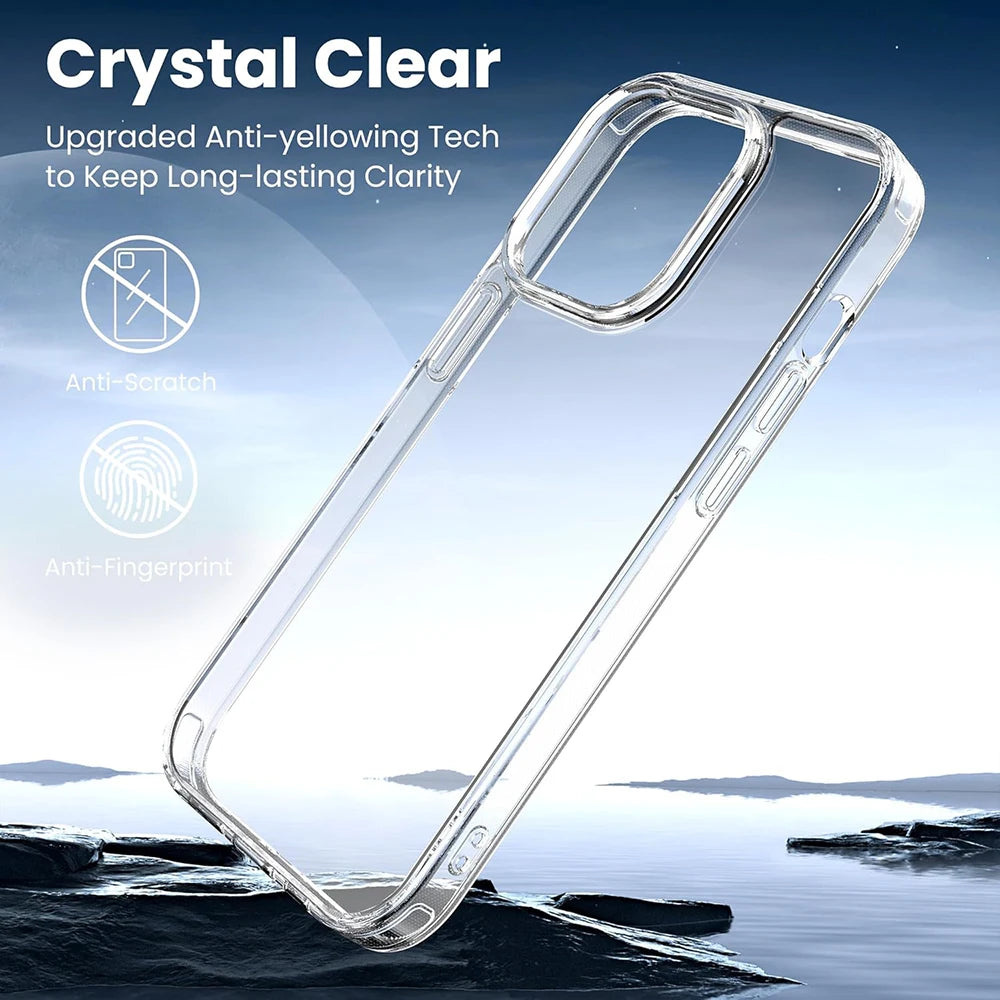 Hybrid Acrylic Airbag Shockproof Case For iPhone 16 15 14 13 12 11 Pro Max Plus Mini Clear Hard Back Cover Silicone Soft Shell
