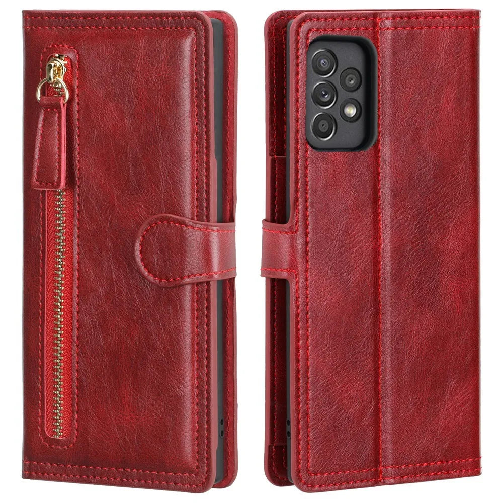 For Samsung Galaxy A53 A52 A72 A51 A71 A32 A21S A12 A52S Card Luxury Leather Zipper Flip Wallet Case For Samsung A53 5G Cover