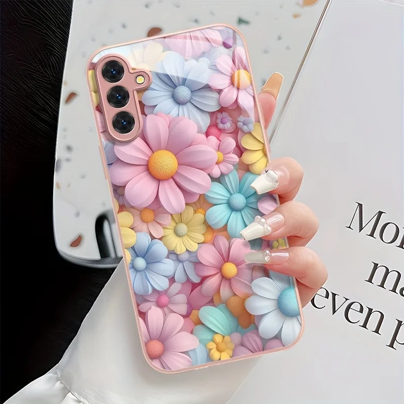 Tempered Glass Phone Case For Samsung S25 Ultra S26 S24 S23 S21 FE S22 Plus A56 5G A55 A54 A17 A36 A53 A52S A34 A16 Cases Cover