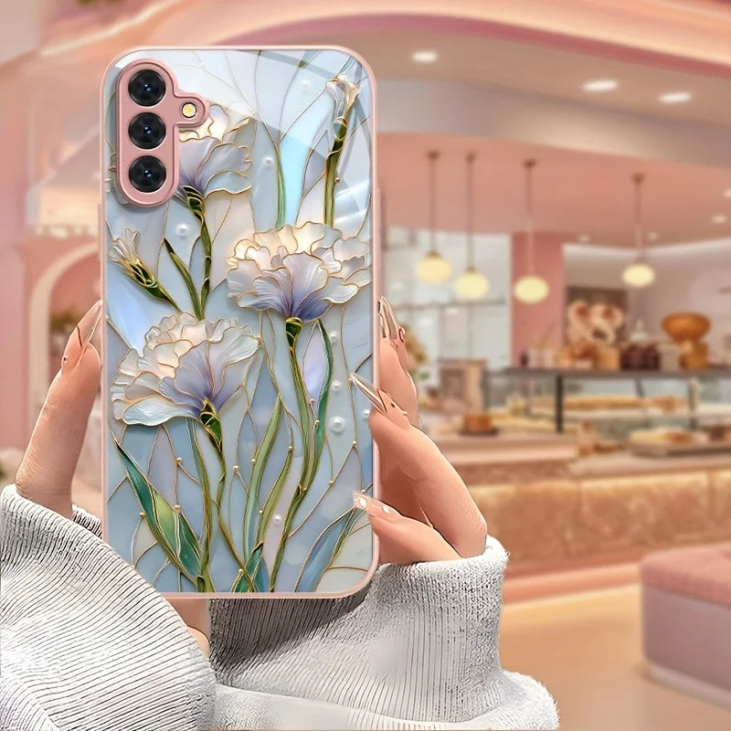 Tempered Glass Phone Case For Samsung S25 Ultra S26 S24 S23 S21 FE S22 Plus A56 5G A55 A54 A17 A36 A53 A52S A34 A16 Cases Cover