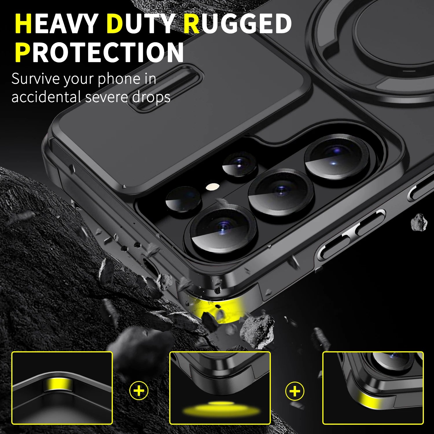 Magnetic Ring Stand Phone Case For Samsung Galaxy S26 Ultra S26+ Edge Slide Camera Lens Protection TPU Frame Plastic Back Cover
