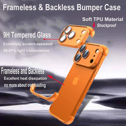 Case for iPhone 17 Pro Max Air Minimalist Frameless Corner Protection Pad Camera Lens Protector No Back Soft Silicone TPU Case