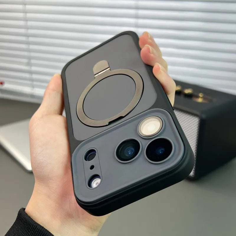 17pro Max Case Luxury Matte For Magsafe Bracket Case For iPhone 17 16 15 14 13 Pro Max Plus 12 11 17 Air Shockproof Holder Cover