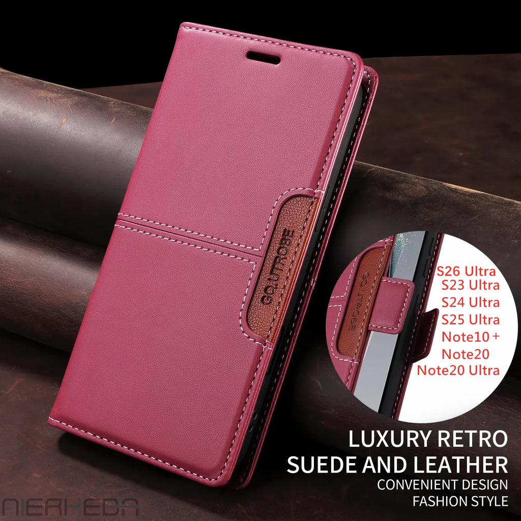 Flip Leather Case for Samsung Galaxy S26 S25 S24 S23 FE S22 S21 S20 Plus Note20 Ultra A17 A37 A16 A36 A56 A26 Wallet Phone Cover