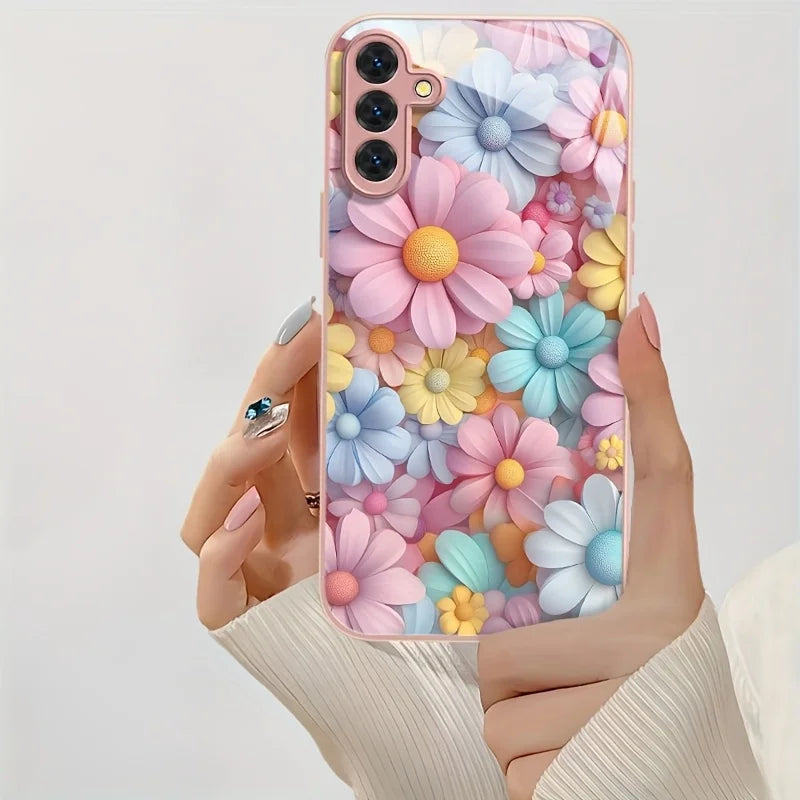 Tempered Glass Phone Case For Samsung S25 Ultra S26 S24 S23 S21 FE S22 Plus A56 5G A55 A54 A17 A36 A53 A52S A34 A16 Cases Cover