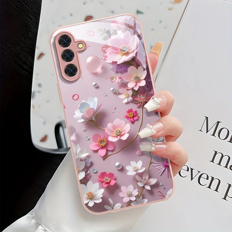 Tempered Glass Phone Case For Samsung S25 Ultra S26 S24 S23 S21 FE S22 Plus A56 5G A55 A54 A17 A36 A53 A52S A34 A16 Cases Cover