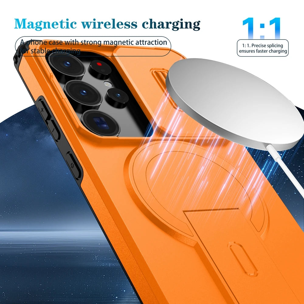 Armor For Magsafe Bracket Stand Holder Case For Samsung Galaxy S26 Ultra S26 Plus 5G Shockproof Magnetic Wirelesss Charge Cover